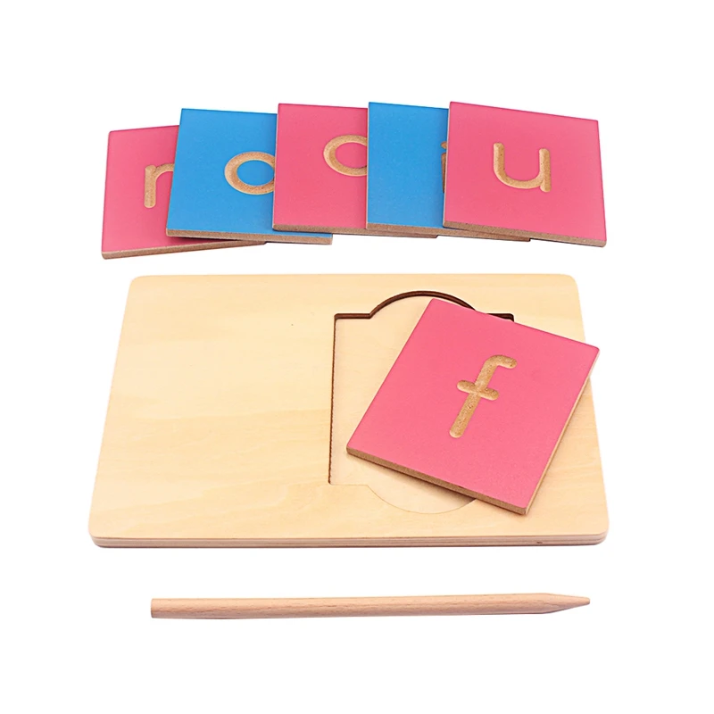 Montessori Language Toys Lowercase Letter English Alphabet Vowel Writing Board with Pen Guided Blind Board Toy Early Preschool - view 2