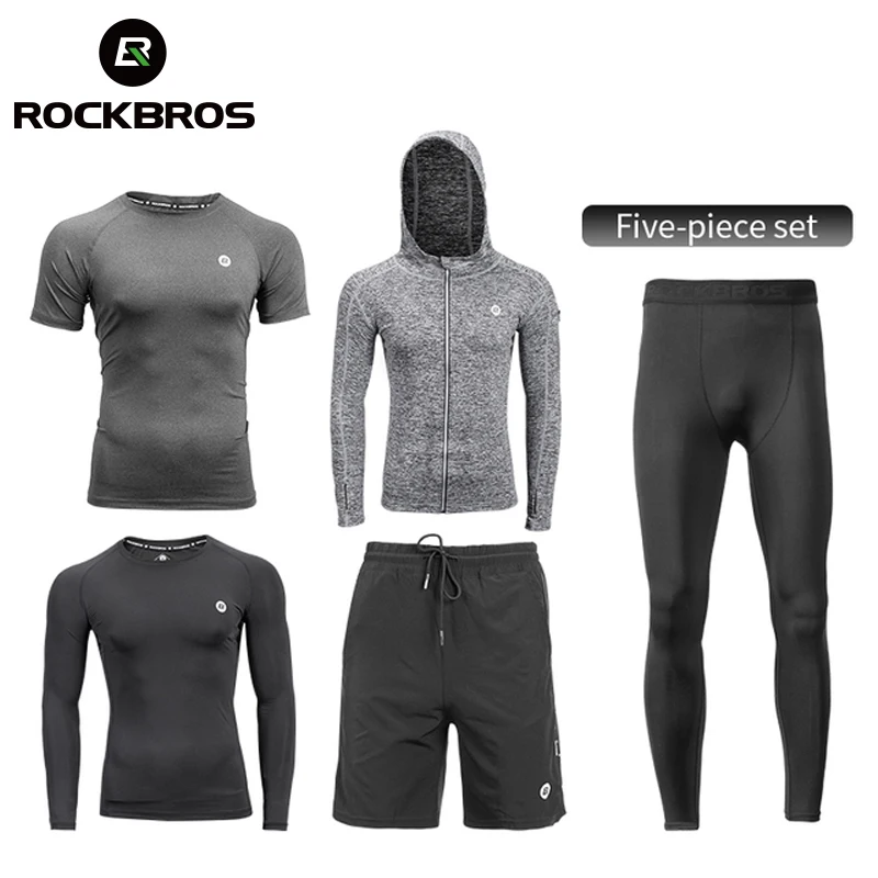 

ROCKBROS Running Sets Men's Sport Suits Quick Dry Sweat-absorbent Sports Joggers Tracksuits Compression Sport Suits Sport Wear