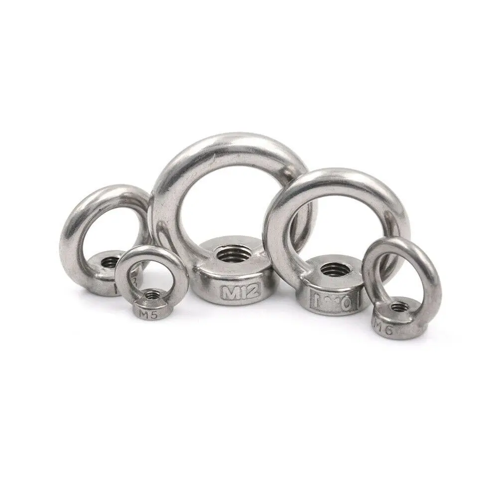 3Pcs Eye Nut Stainless Steel Marine Lifting Eye nut Ring Nut Loop Hole for Cable