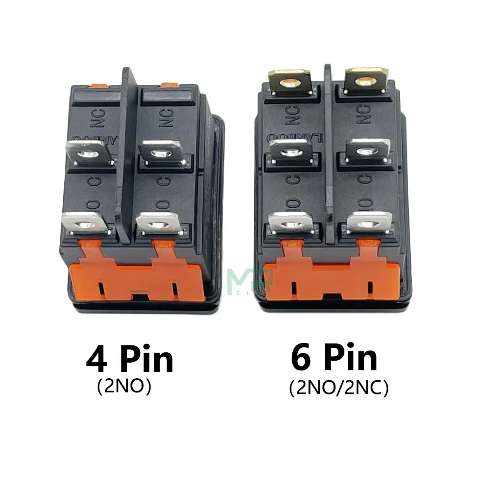 High-End Quality KCD4 Metal Square Waterproof Rocker Switch 2no2nc 4/6 Pins 20A Electrical equipment LED Power Switch 12V24V220V