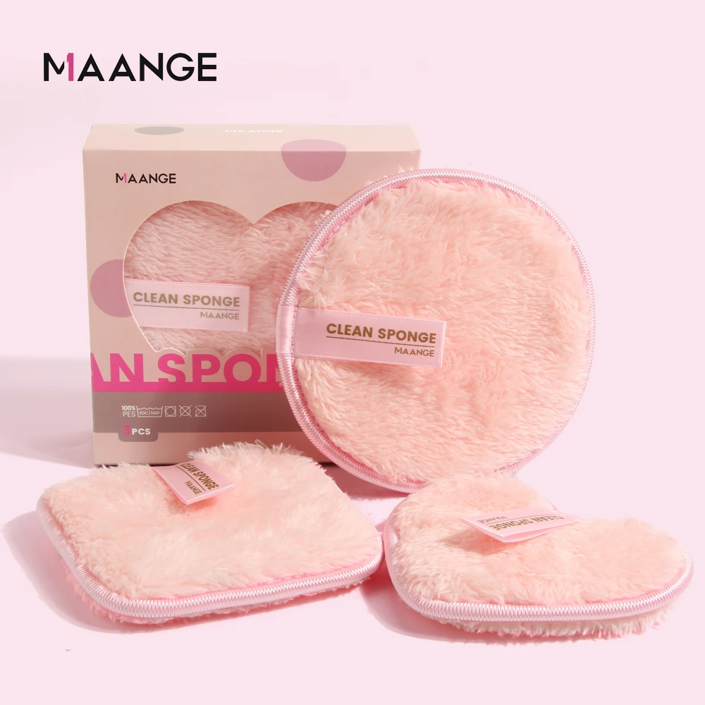 MAANGE 3Pcs แต่งหน้าฟองน้ำกล่องแผ่นผ้าไมโครไฟเบอร์กระพือล้างทำความสะอาดกระพือ Reusable หน้าเปียกพัฟ