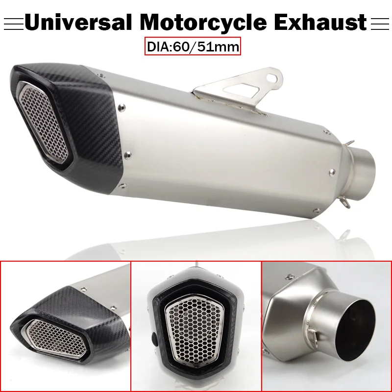 60.5/51mm uniwersalny motocykl rcycle wydechowy tłumik prawa lewa strona ucieczka moto dla KawasakI z900 Z1000 RSV4 CBR1000 BMW R1200GS S100