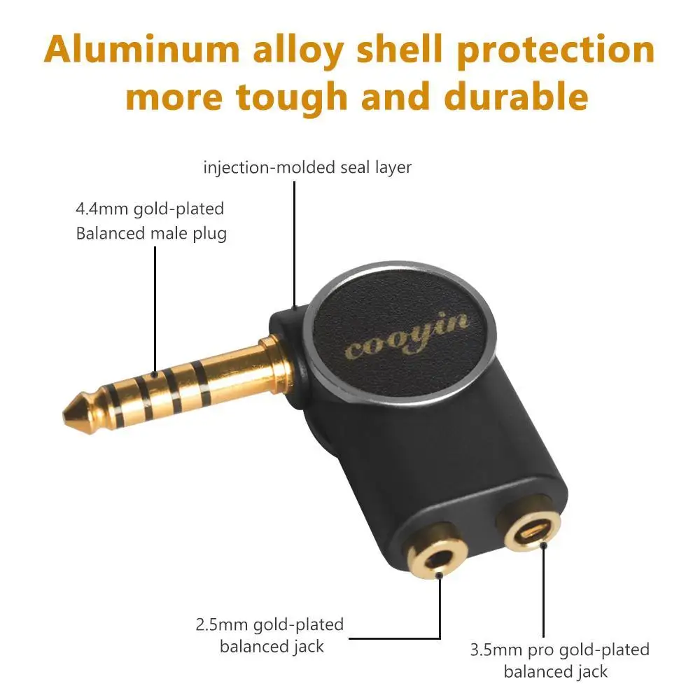 Adaptador de Audio balanceado TRRRS de 4,4mm macho a 2,5mm, enchufe hembra TRRS equilibrado de 3,5mm, conector L chapado en oro de 24k para reproductor SONY