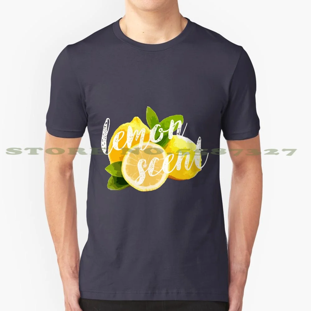 Camiseta con aroma de limón 100% algodón, hojas verdes, jugo amarillo, limonada, limones, frutas, hoja fresca, acuarelas, olor de sabor fresco