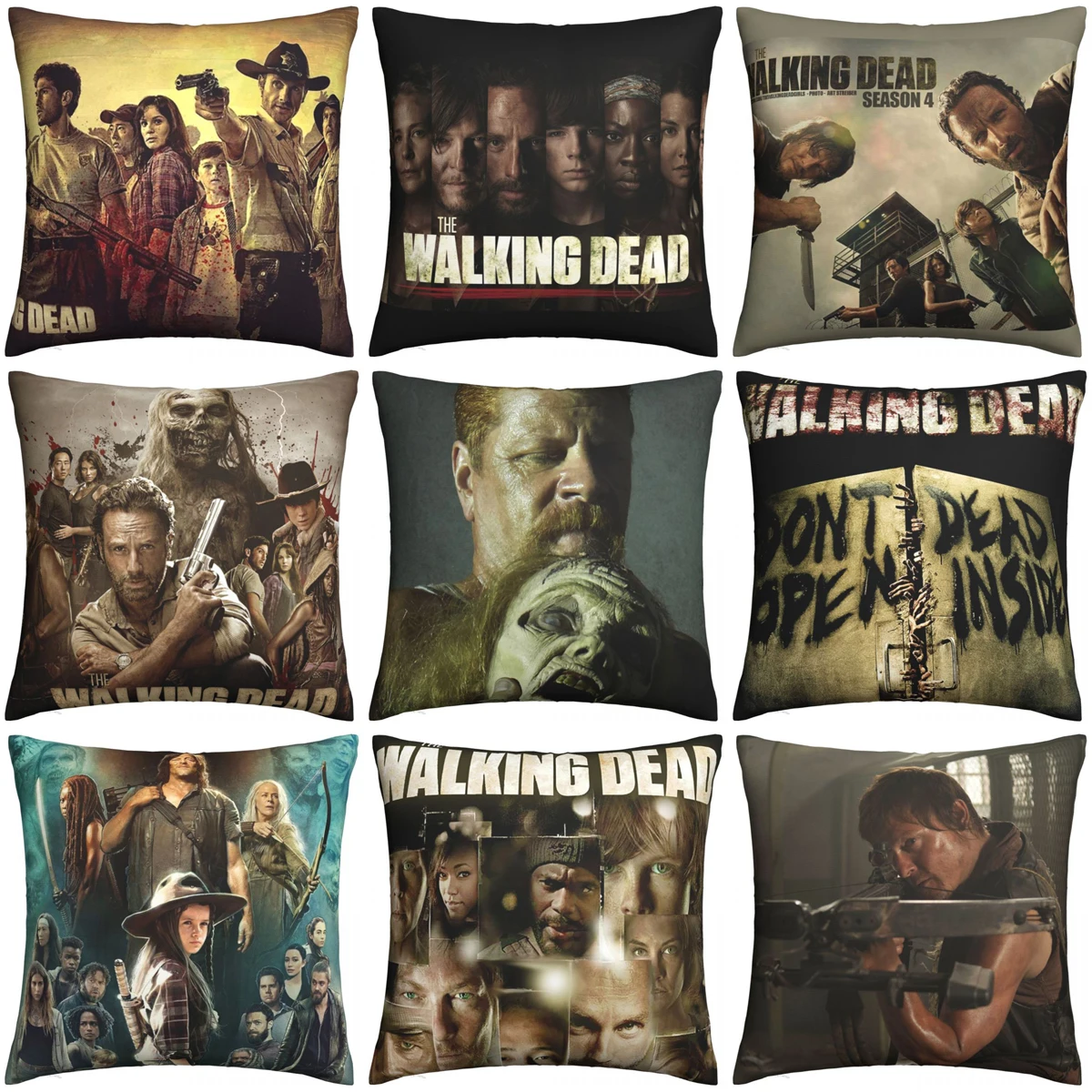 The Walking Dead Square Pillow Case Horror Movie Zombies Cushion Cover Creative Zipper Decor Throw Pillow Case Cover for Car