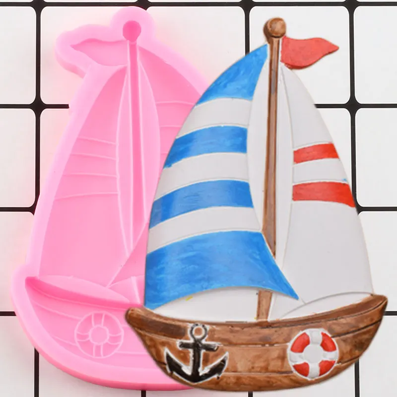 3D Sailboat Silicone Molds Baby Birthday Fondant Cake Decorating Tools Cookie Baking Candy Resin Mold Chocolate Gumpaste Moulds