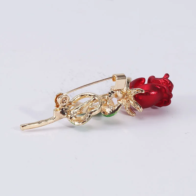 Rose Flower Brooches for Women Lady Fashion Vintage Elegant Enamel Flower Pin Summer Design Valentine\'s Day Gift