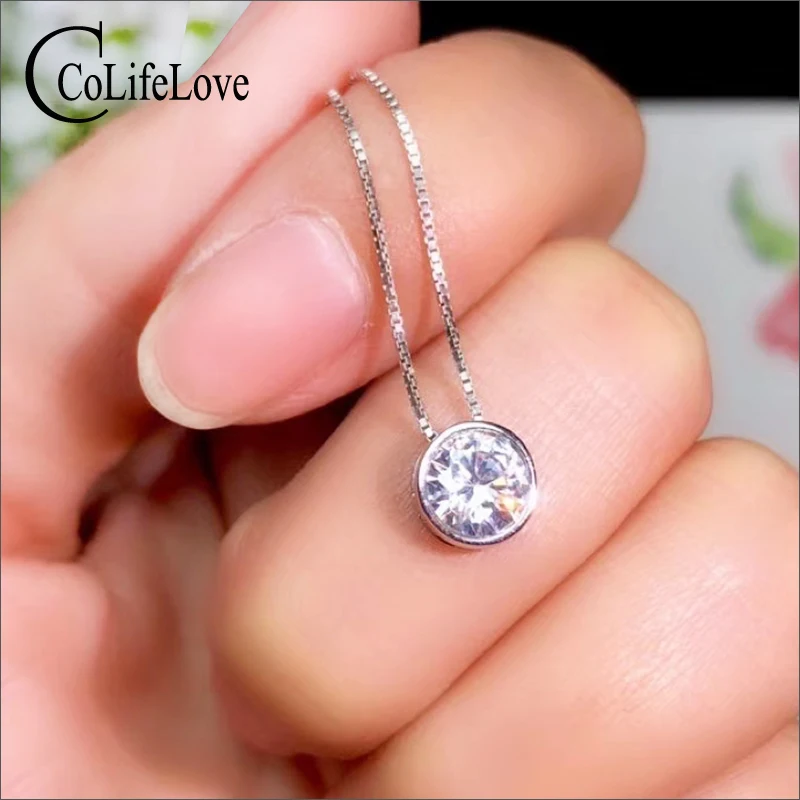 CoLife-colgante de moissanita para chica joven, joyería de plata 925 de 1,2 CT, Color D, grado VVS1