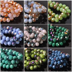 Opaque Half Coated Color 4x3mm 6x4mm 8x6mm Rondelle Faceted Czech Crystal Glass Loose Spacer Beads for Jewelry Making DIY