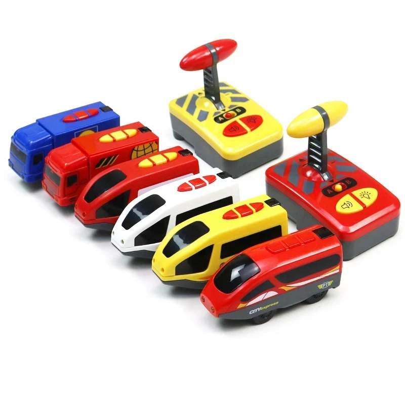 RC Electric Train Set Remote Control Locomotive Magnetic Train Diecast Slot Toy Fit for Wooden Train Railway Track Toys