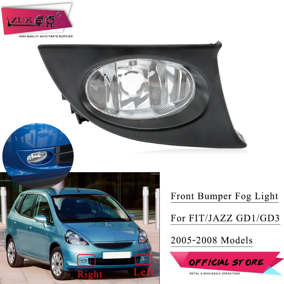 ZUK Front Bumper Fog Light Fog Lamp For HONDA FIT JAZZ GD1 GD3 2003 2004 2005 2006 2007 2008 OE# 33951-SAA-H11 33901-SAA-H11