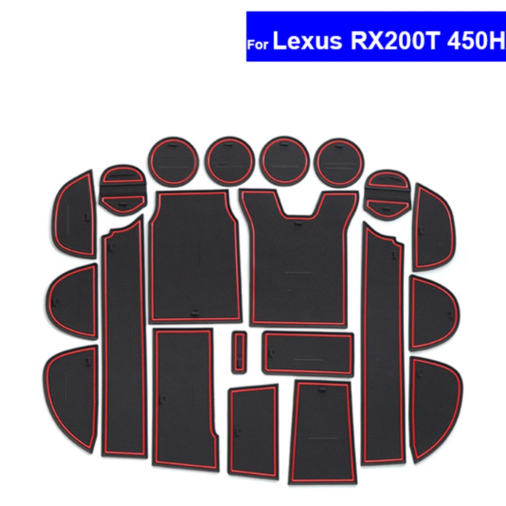 

21 Pcs Non-slip Car Door Gate Slot Mats Carpets Position Cup Holder Pads For Lexus RX200T 450H 2016 Door Groove Mat