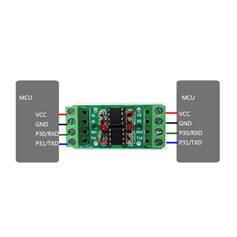 UART Serial Port Isolation Module Serial Port Optocoupler Module 6N137 Optocoupler Can Equipp With PCB Bracket Card Guide Rail