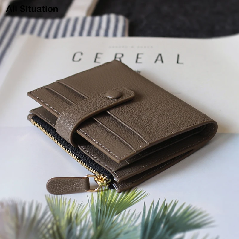 

Luxury Multi Card Holder Wallet Ladies Genuine Leather Top End Sheepskin Women Fashion Hasp Short Coin Purses Casual Clutch Bag