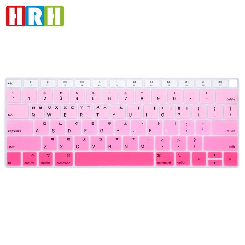 HRH Korean Rainbow Keyboard Cover Silicone Skin Protector for Macbook Air 13Newest Released with Touch ID Fingerprint US Version