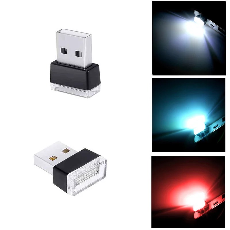 Samochód USB światła atmosferyczne LED dekoracyjna lampa oświetlenie awaryjne uniwersalny komputer przenośny Plug and Play czerwony/niebieski/biały