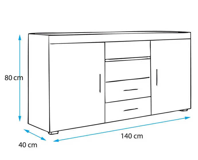 Obrázek 3: Moderní styl příborník 2nz dveře 2nz zásuvek pro living/dining room/living room-gloss finish-140x80x40 cm - ROQUE