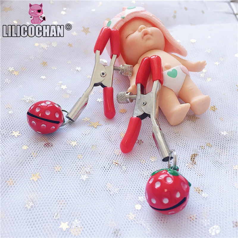 Red Strawberry Women Sexy Cute Adjustable Nipple Clamp Breast Toys Handmade 1 Pair For Couples Cosplay Costumes Accessories New