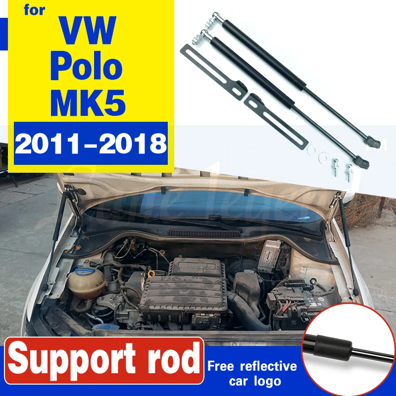 For VW Polo 2011 2014 2017 2018 MK5 Refit Bonnet Hood Gas Spring Shock Lift Strut Bars Support Hraulic Rod Car-styling