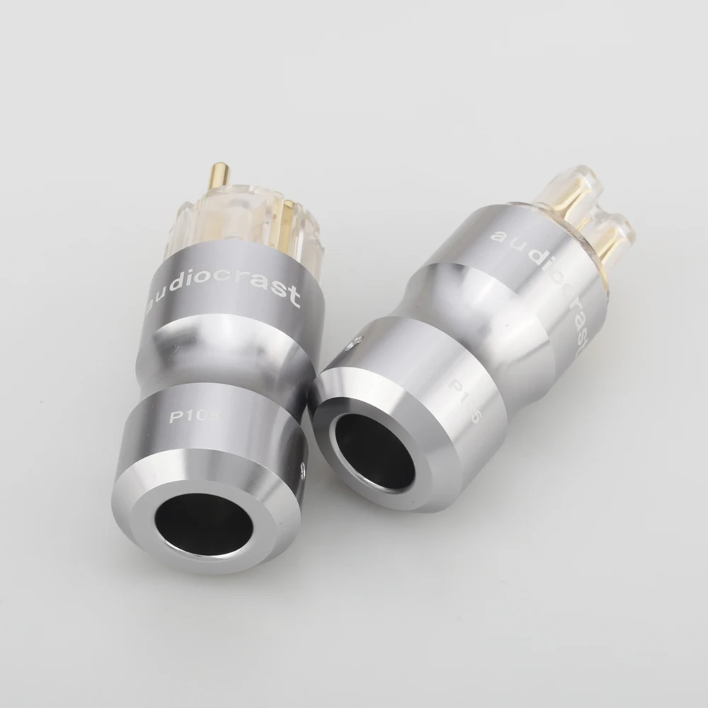 Audiocrast P105 Hifi الصوت 24K مطلية بالذهب شفاف الاتحاد الأوروبي Schuko قابس طاقة الصوت قابس طاقة HIFI مأخذ التيار الكهربائي