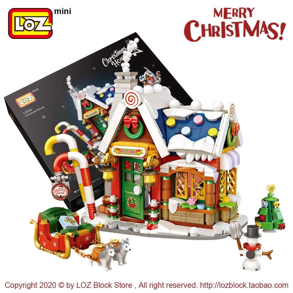 LOZ Mini Building Blocks New Christmas House Small particles mini building blocks Christmas gifts for the elderly puzzle toys