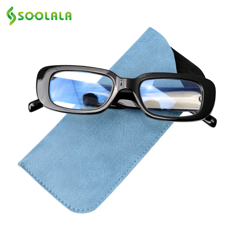 

SOOLALA Anti Blue Light Blocking Reading Glasses Women Eyeglasses Frame Small Rectangle Gray Tea Lens Sunglasses Reading Glasses