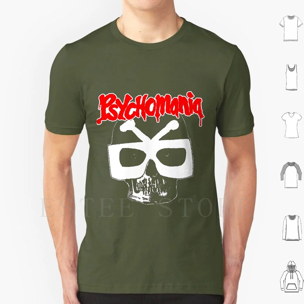 Psychomania t camisa impressão algodão vhs fita de vídeo filme cinema horror culto filme grindhouse adulto psicomania a morte