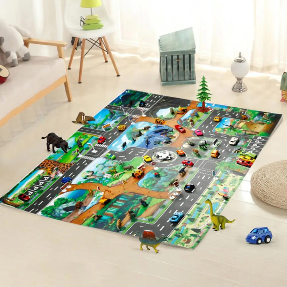 Play Mat 100x130cm Traffic Route Dinosaur World Pattern  Pad Carpet Room Decor Playmat Play orthopedic rug for children