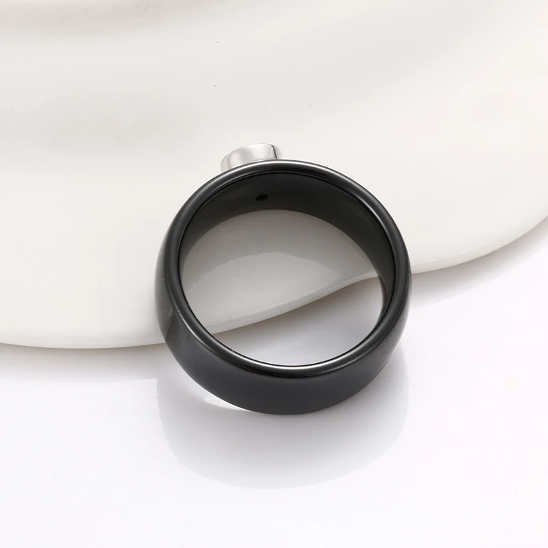 Classic Black White Colorful Ring Ceramic Ring For Women With Crystal Wedding Band Width 8/6mm Size 6-12 Gift For Men Couple