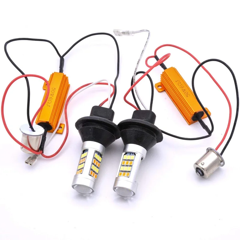 1Set NO Error LED Canbus Light 1156 P21W BA15S PY21W BAU15S 3156 7440 W21W T20 Car DRL Turn Signal Dual Mode 2 in 1 Switchback