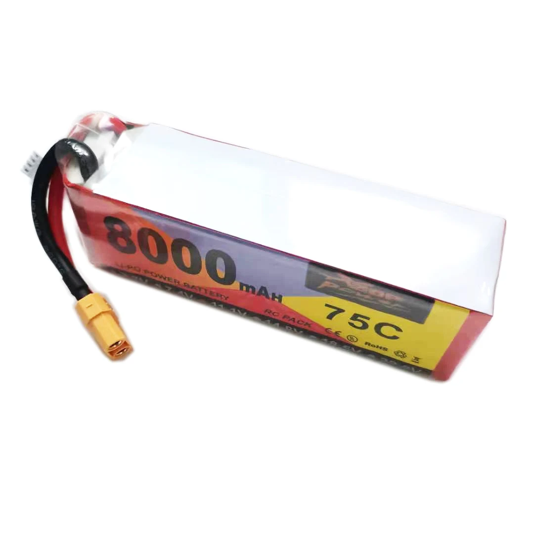 

FPV Battery 11.1V 8000mAh 3S High Rate 75C RC Lipo Drone Battery Lithium Helicopter Battery