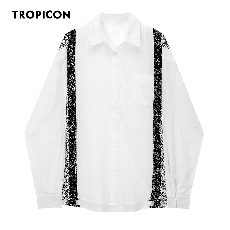 TROPICON Ribbed White Long Sleeve Button Up Shirt For Women Korean Fashion Casual Designer Top Collared Shirt Blouse Fall 2021