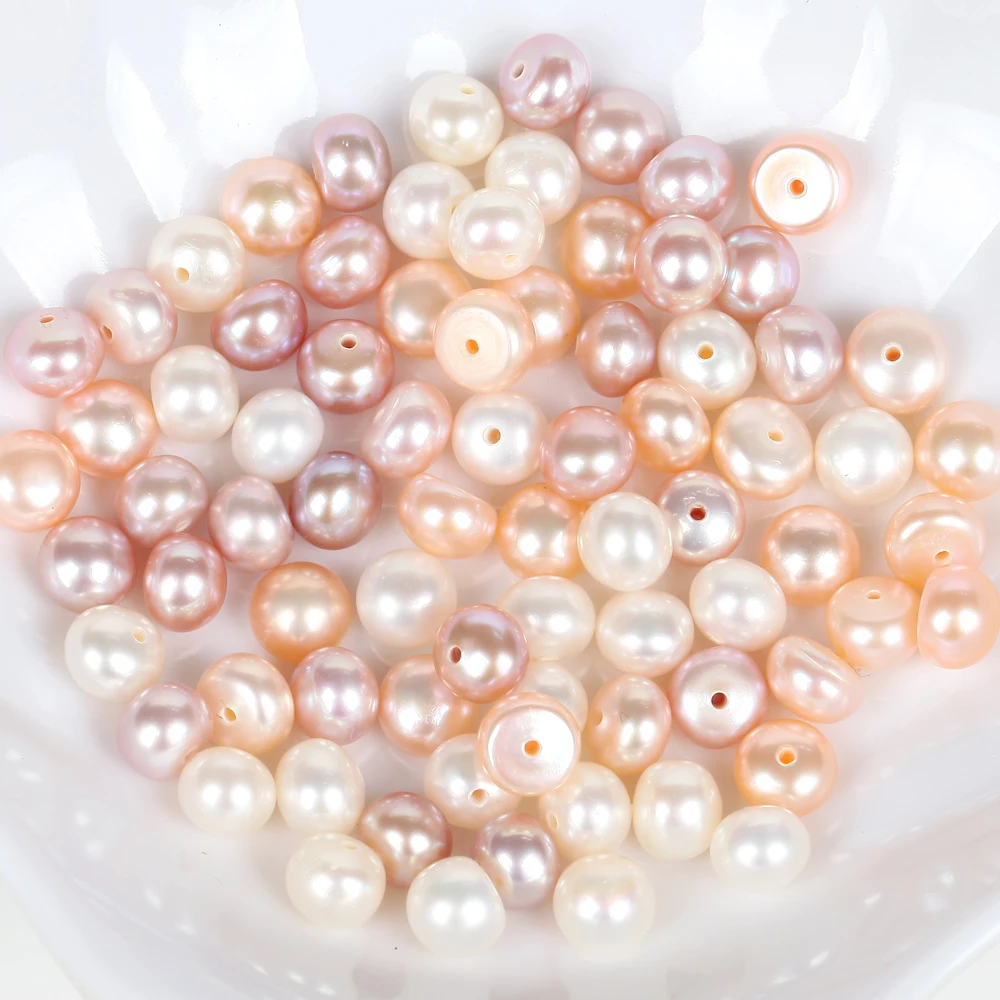 

Natural Freshwater Pearl Earrings Ear Studs Nearly Round AAA High Quality Beads Charm Punch for Jewelry Making DIY Handmade