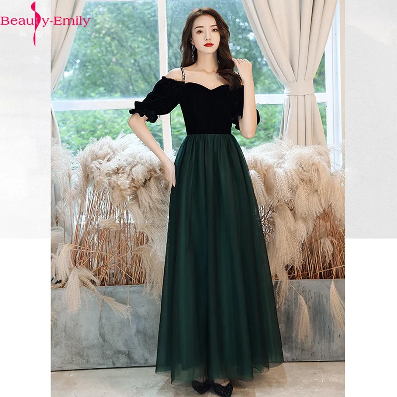 

Charming Boat Neck Short Sleeve Women Evening Dress Long 2021 Sexy Spaghetti Strap Lace Up Back Tulle Vintage Evening Gown