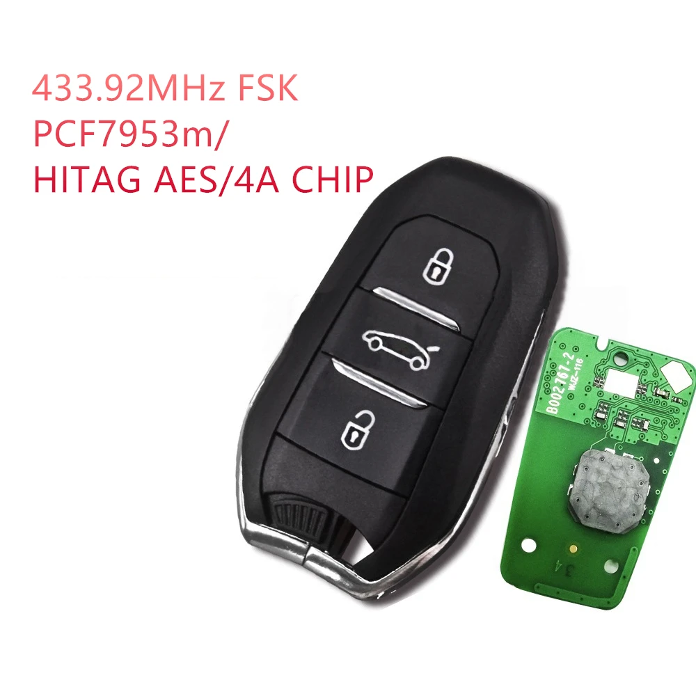 

3 Buttons 433.92MHz PCF7953M / HITAG AES / 4A Chip Complete Keyless Card Car Key Replacement For CIT ROEN C4 Picasso Lock