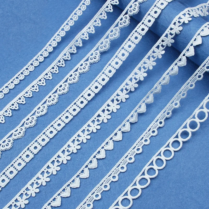 5yards White Cotton Embroidered Lace Trim Ribbons Fabric DIY Sewing Handmade Craft Materials Clothes Home Decoration