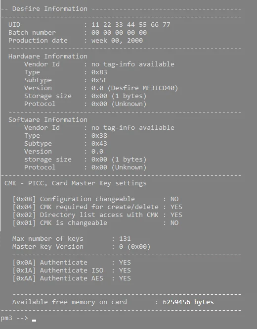 7Byte UID Changeable Card with Desfire SAK/ATQA