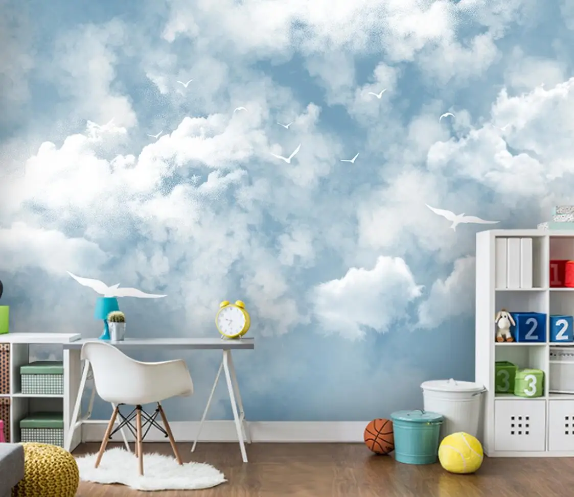 Beibehang-mural minimalista moderno, revestimiento de pared de techo de nube de color, papel tapiz para habitación de niños, sala de estar,