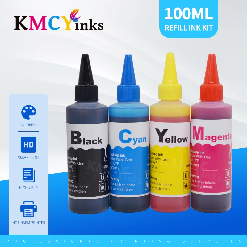 KMCYinks 100ML Refill Dye Ink Kit for EPSON 603XL 603 T603XL E-603XL T603 XL Expression Home XP-4100 XP-3100 XP-2100 Printer Ink