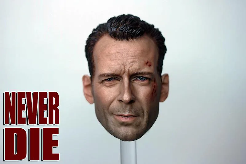 Bruce Willis im Maßstab 1/6 schnitzen verletzte männliche Kopf formung beschädigte Version passen 12 ''männliche Soldat Action figur Körper puppen – Detail 1