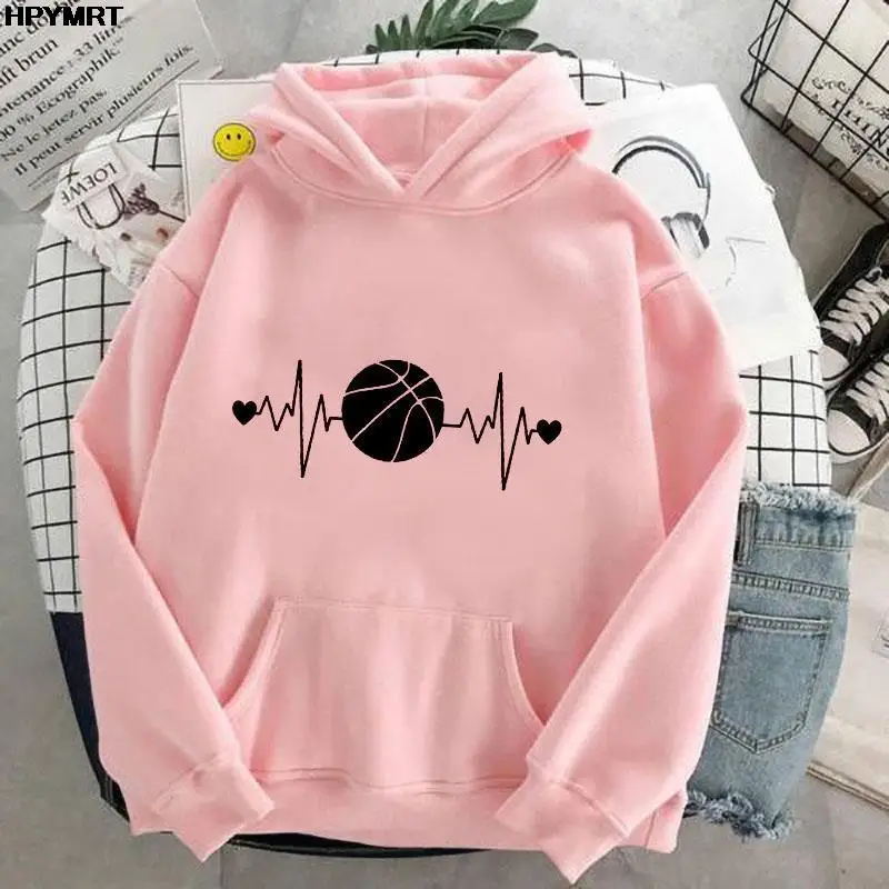 

Hoodies hipster Heartbeat printing ​Pocket Sweatshirts Hooded Harajuku winter Casual Vintage Korean Pullovers Women sweatshirt