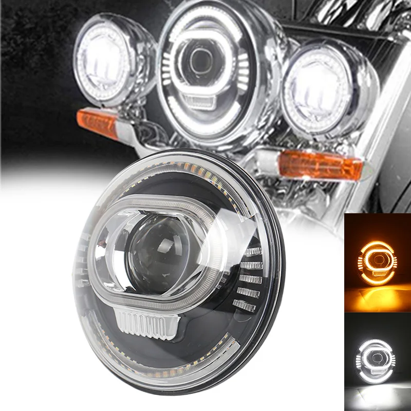 

Round 7" Motorcycle Black Projector Motor HID LED Light Bulb Headlight For Harley Street Glide Softail FLHX F Touring Trike