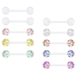 10pcs Clear Tongue Rings Plastic Nipple Barbell Flexible Nipplering Piercing Bioflex Straight Tongue Retainer Bar 12mm 14mm 16mm