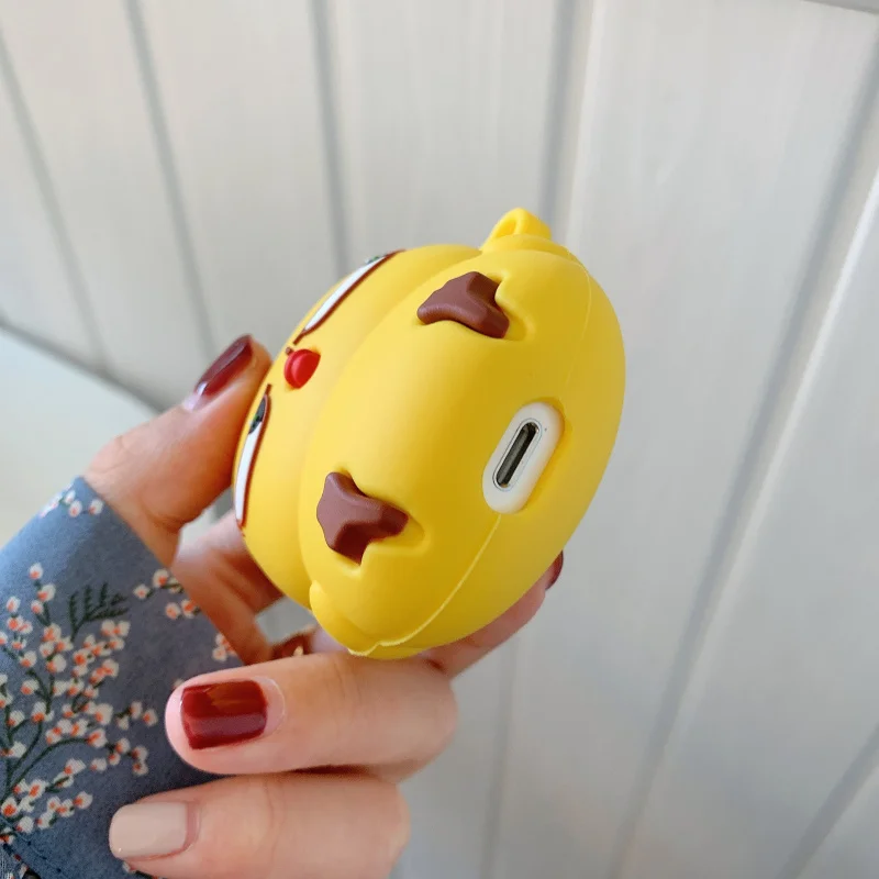 Etui na słuchawki AirPod Angry Yellow Chick Cute Soft Silicone Earphone Cases For Apple Airpods 1 2 pro Case Protect Cover Funda Keychain
