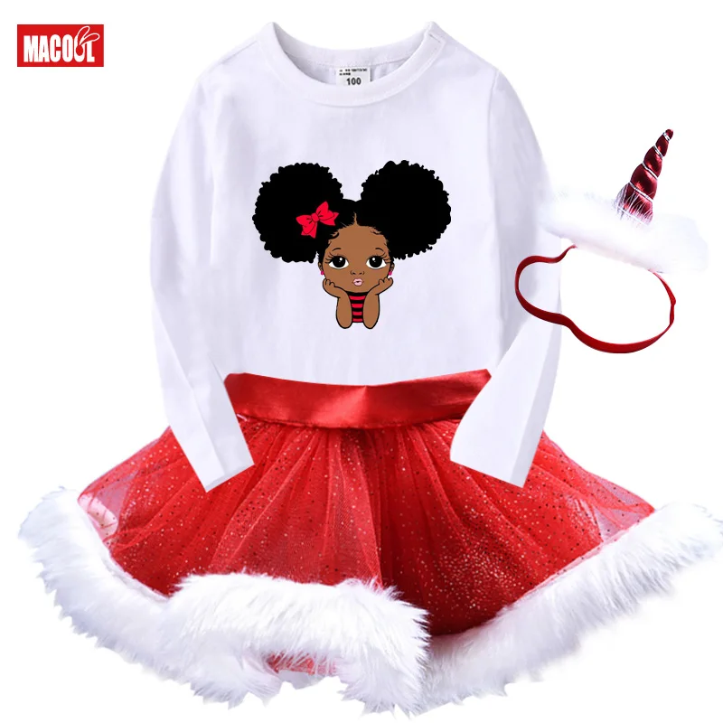 Girl Dress Long Sleeve T-shirt+ Autumn Winter Dress 2-8Y Birthday Princess Dresses Toddler Girls Red Winter Christmas Skirt Suit