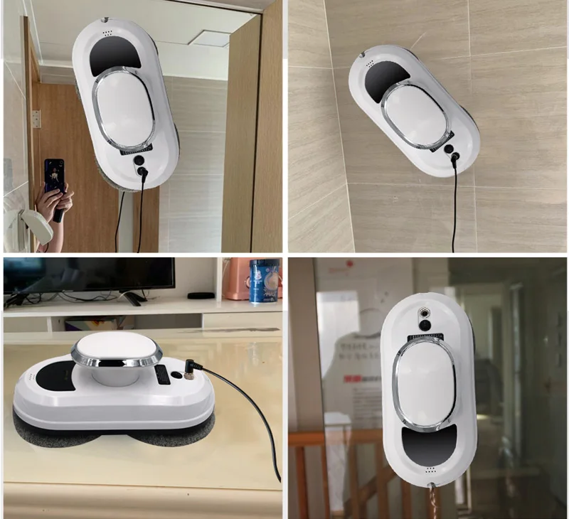 Frame detection window cleaner robot electric automatic with remote control and glass cleaner bottle