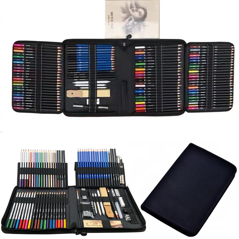 144/96/72/33 PCS Color Pencil and Sketch Pencils Set for Drawing Art Tool Kit Watercolor Metallic Oil Pencil Artist Art Supplies