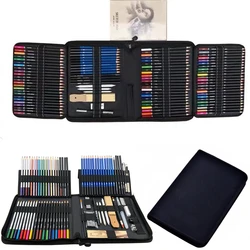 144/96/72/33 PCS Set di matite colorate e matite per schizzi per disegnare Kit di strumenti artistici Acquerello Matita a olio metallico Artista Rifornimenti d'arte