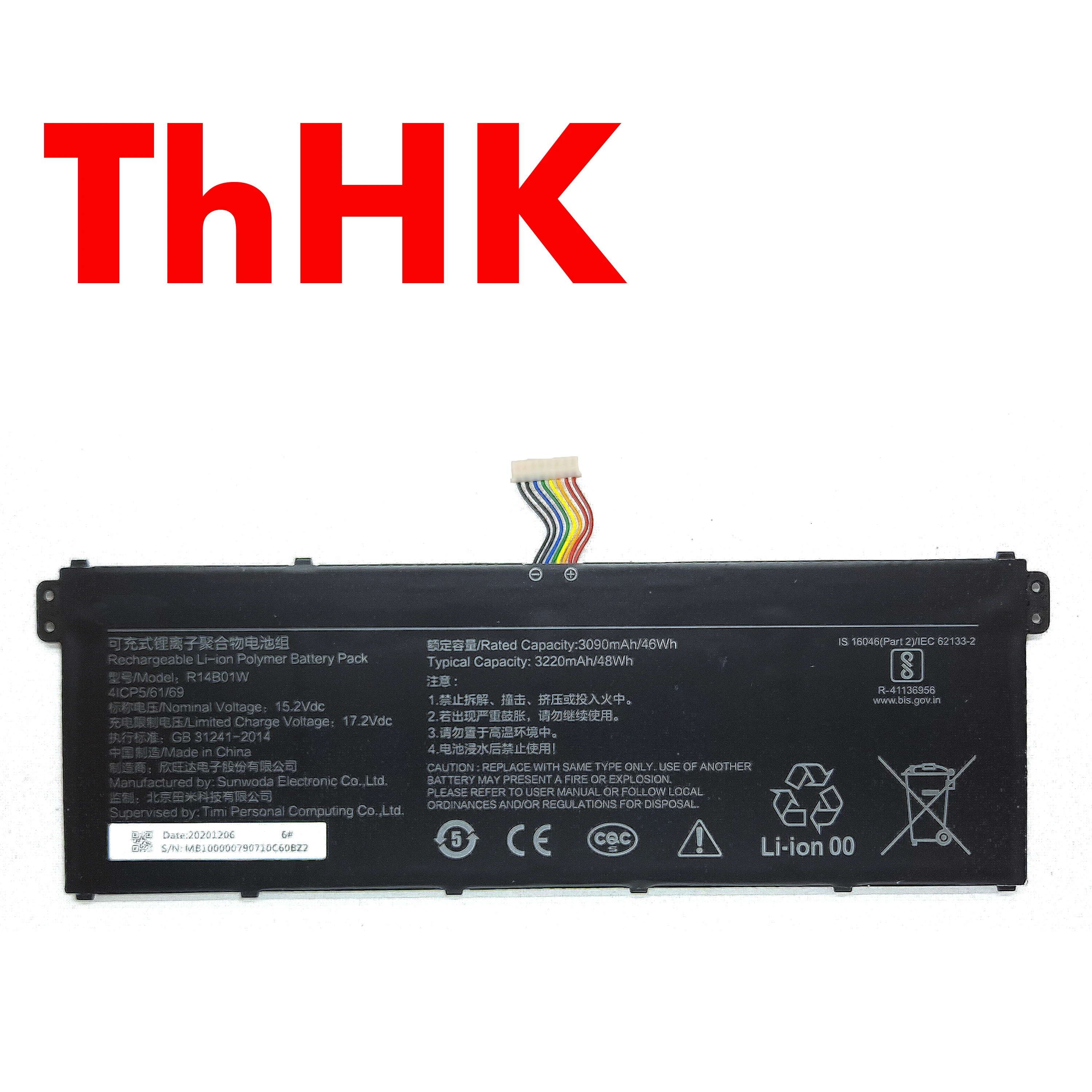 Genuine Original 15.2V 48Wh xiaomi R14B01W 4ICP5/61/69 Laptop Battery For MI Redmi Book 14 inch XMA1901-DG AA AG Notebook