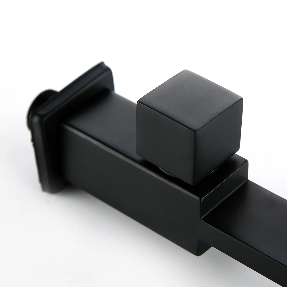 Imagem -05 - Torneira Retangular de Latão para Parede Preto Único Punho Frio Furo Único Banheiro Cozinha Pia